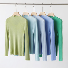 纯色多彩系半高领羊毛打底衫毛衣女修身显瘦长袖针织衫上衣99636