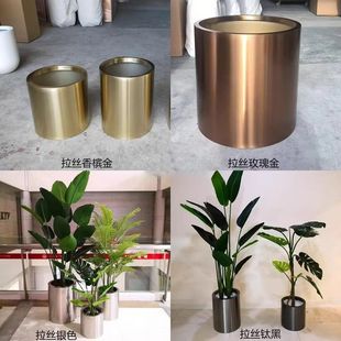 Customizable Round Stainless Steel Flower Pots, Metal Cylinder Vases, Floor-Standing Flower Ornaments, Flower Pots, Flower Boxes, Gardening