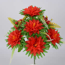 仿真菊花清明节菊花花束上坟祭祀绢花墓地摆放塑料花菊花盆栽厂家