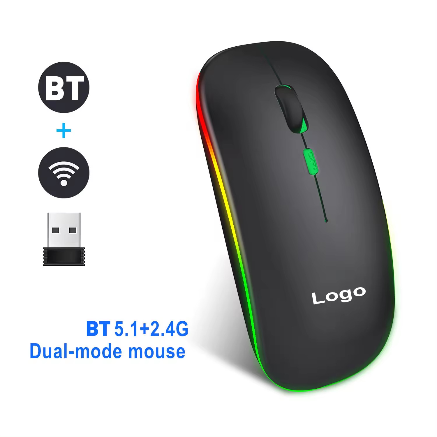 Rechargeable Silent Mouse Suitable for Apple and Huawei, Double the Battery Capacity, Dual-Mode, Exquisite, Compact and Portable Design