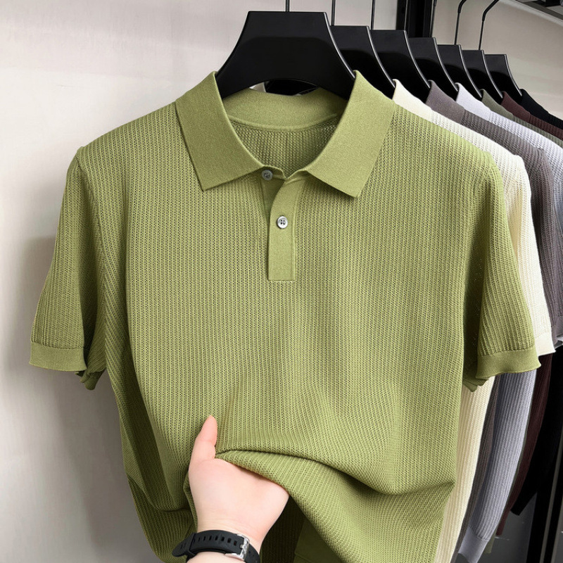 Men's High End Modal Breathable Cooling Collar Polo Shirt New Summer Short Sleeve Knitted T-Shirt Comfortable Fashion Top_viptrois.com