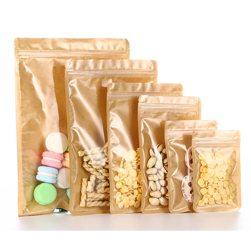 牛皮纸阴阳骨袋食品自封袋零食干果花茶铝箔包装袋干货礼品袋现货