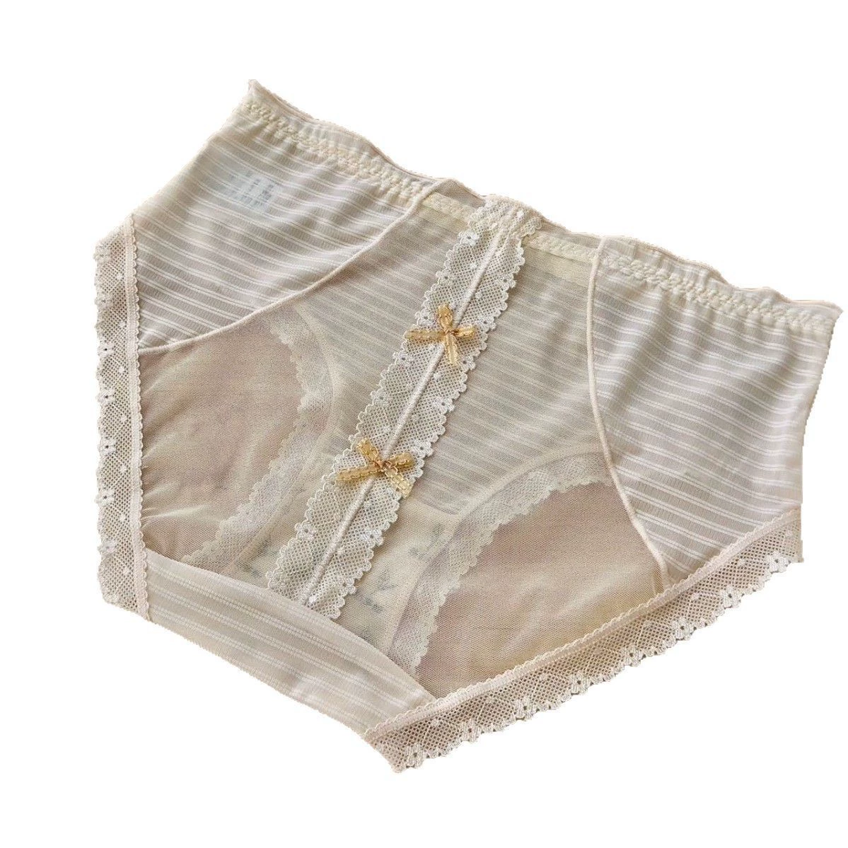 Lace comfortable underwear with bow, light and thin breathable pants, trousers, french style, mid rise