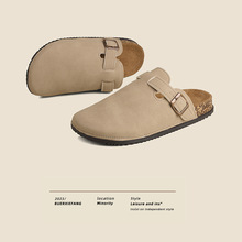 跨境勃肯拖鞋包头半拖2024新款春夏女鞋一脚蹬复古围水松外穿时尚