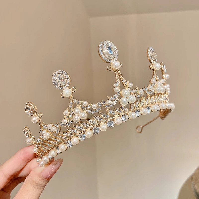 Princesa corona tocado para niños de alta calidad diadema de perlas diadema para niñas corona de cumpleaños para niñas horquilla para bebés