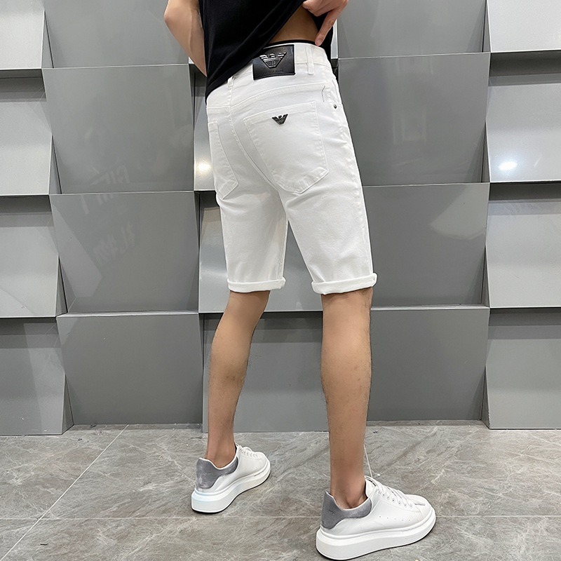 Thin White Jeans Men's Shorts High-end Jeans Men's Loose Straight Pants Summer Men's Five Points