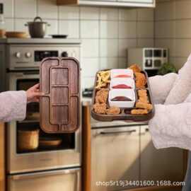 跨境木质托盘桌面分格点心水果托盘实木奶酪蛋糕盘金合欢木托盘