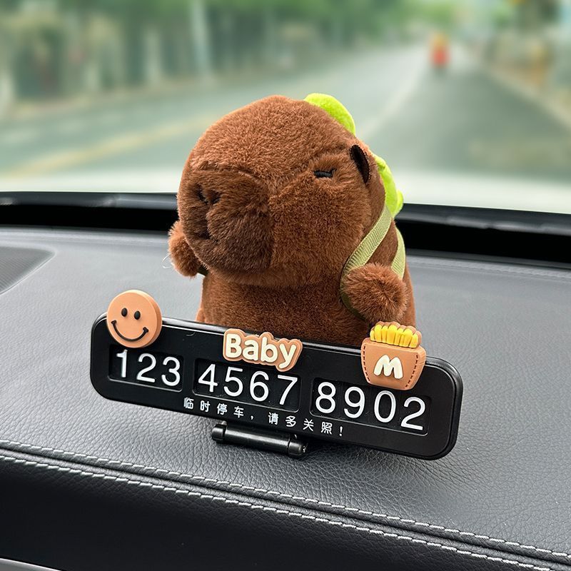 Cute capibara delfin de agua coche estacionamiento temporal placa de número de automóvil placa de teléfono de automóvil accesorios interiores