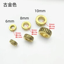 藏银大孔回纹隔片鹿皮绳长城纹 diy串珠手链项链隔珠菩提配珠批发