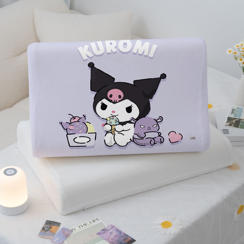 Kuromi Melody 라텍스 베개 어린이 우유 벨벳 베개 커버 30x50CM 싱글 베개 커버 학생 기숙사 베개 커버