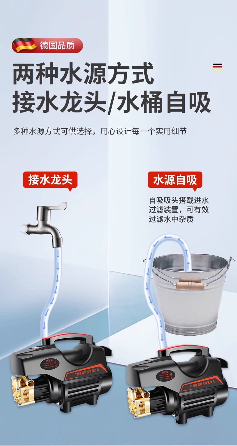 Suitable for Car Washing Household Water Gun High-Pressure Car Washing Machine High-Power 220V Booster Water Pump Cleaning Machine Car Washing Pump Strong