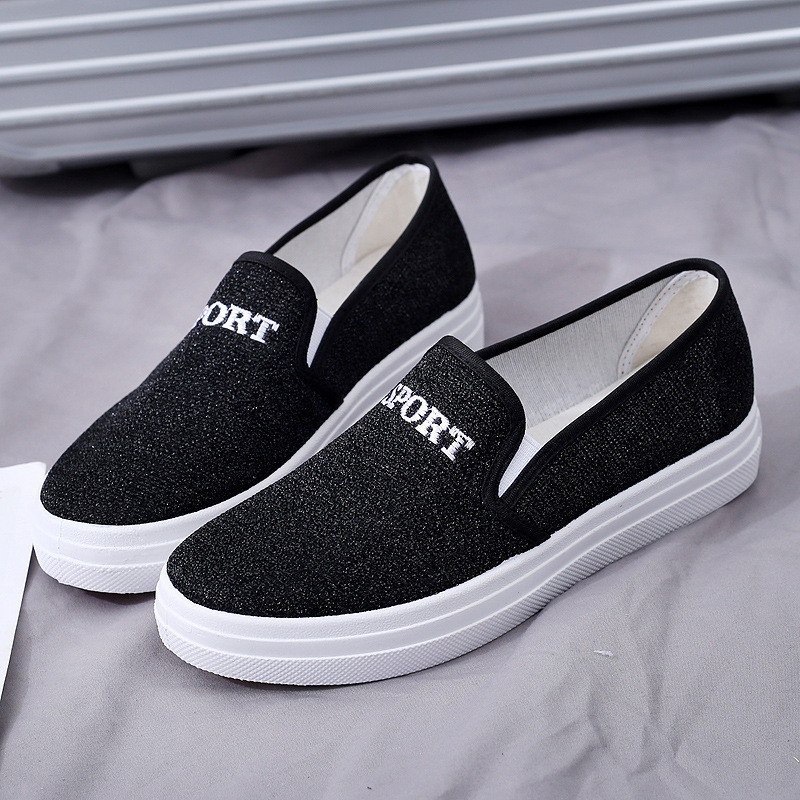 Canvas Shoes for Women, High-Heeled, Flat-Soled, White Sneakers, Shallow Mouth, Soft Thick-Soled Shoes, Low-Top Casual Slip-Ons
