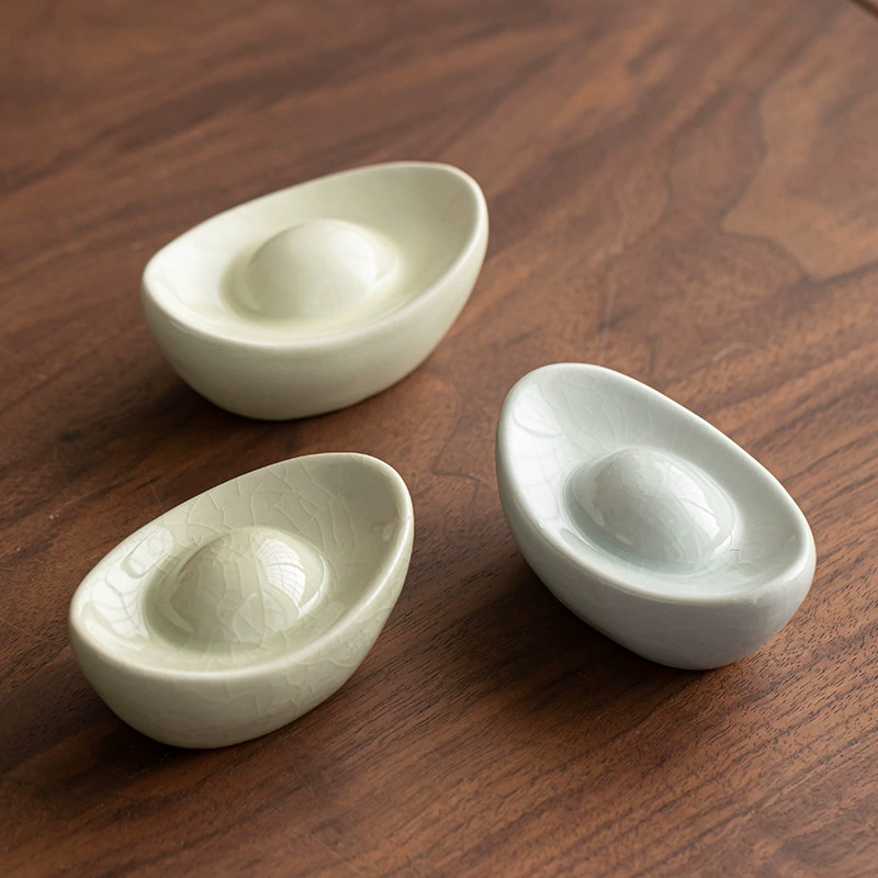 Ru Kiln Gold Ingot Tea Pet Ornament Creative Premium Фрагментированный чай Игра Чайный столик Чехол для чайной церемонии Аксессуары для чайного сервиза.