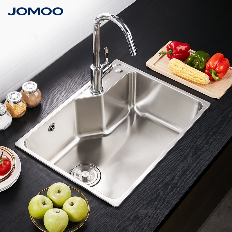 Jiumu kitchen 304 stainless steel sink big faucet wash basin integrated basin sink 06156-58*43cm