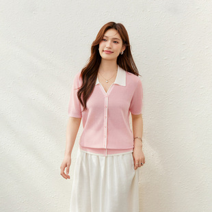 Trendy Fashionable Lapel Gentle Versatile Knit Sweater Plus Size Women's Clothing for Curvy Women 2025 Summer New Style