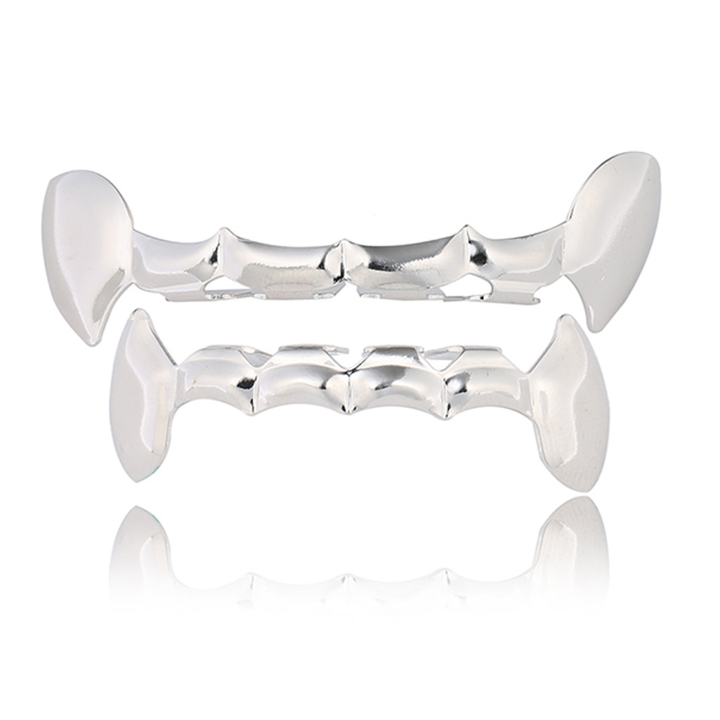 Europeo y americano nuevo hip hop personas real chapado en oro tirantes cóncavo-convexo Plaid textura hip hop tirantes grandes dientes de oro