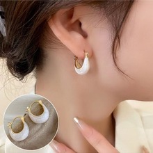 小众设计感法式高级感轻奢滴釉不规则圆圈圈耳环女式气质耳圈耳饰