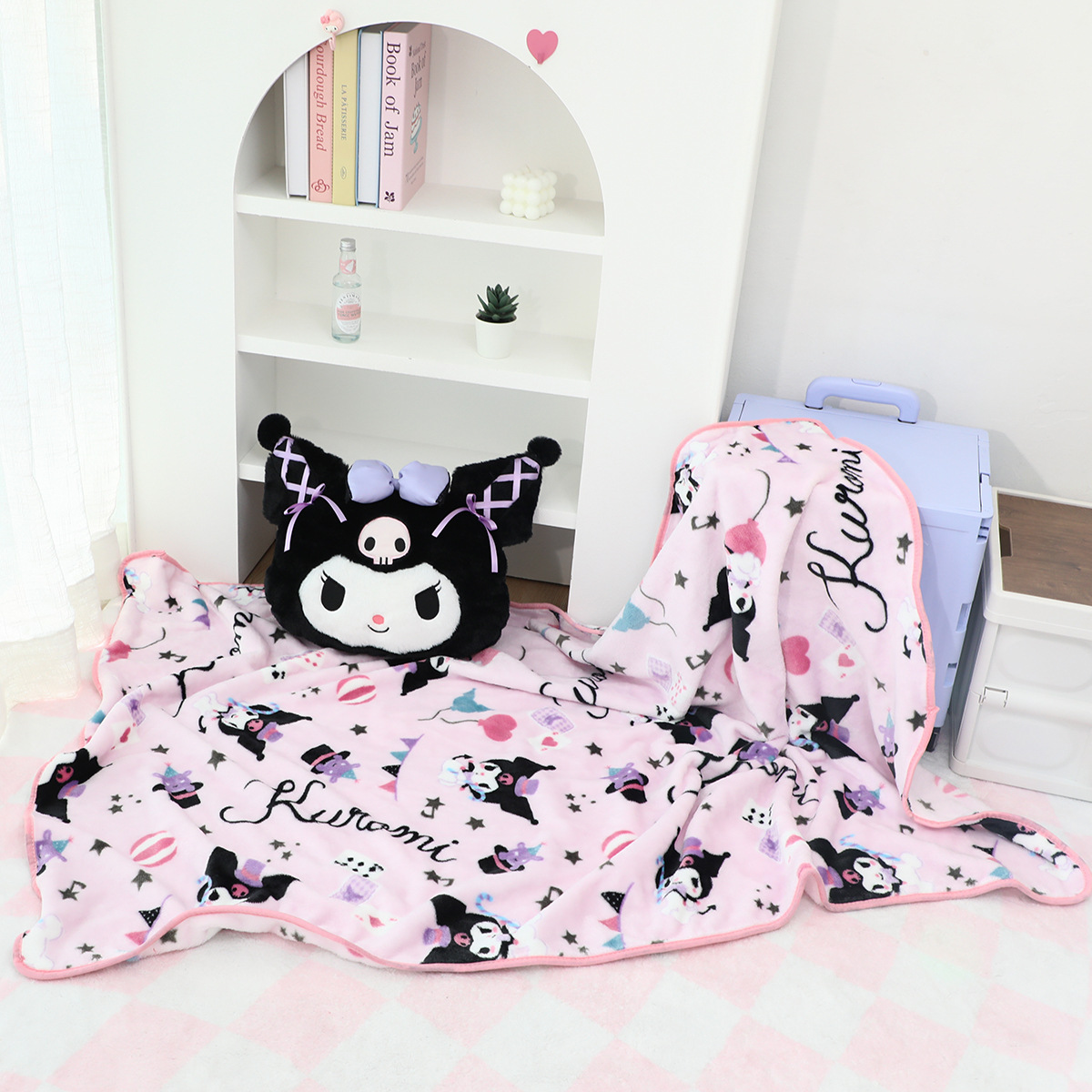 리본 쿠로메 베개 담요