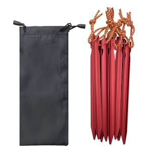 Outdoor Tent Canopy Ground Nail Aluminum Alloy Cloth Bag Set Camping Camping Triangular Bold Tent Nail with Rope