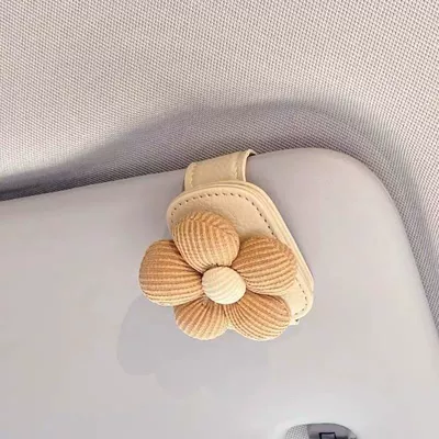 Car Glasses Clip, Car Sun Visor Storage, Car Summer Sunglasses, Multi-Functional Creative Card Holder (Car Glasses Clip/Bill Clip) - brown-floral-beige-eyeglass-clip