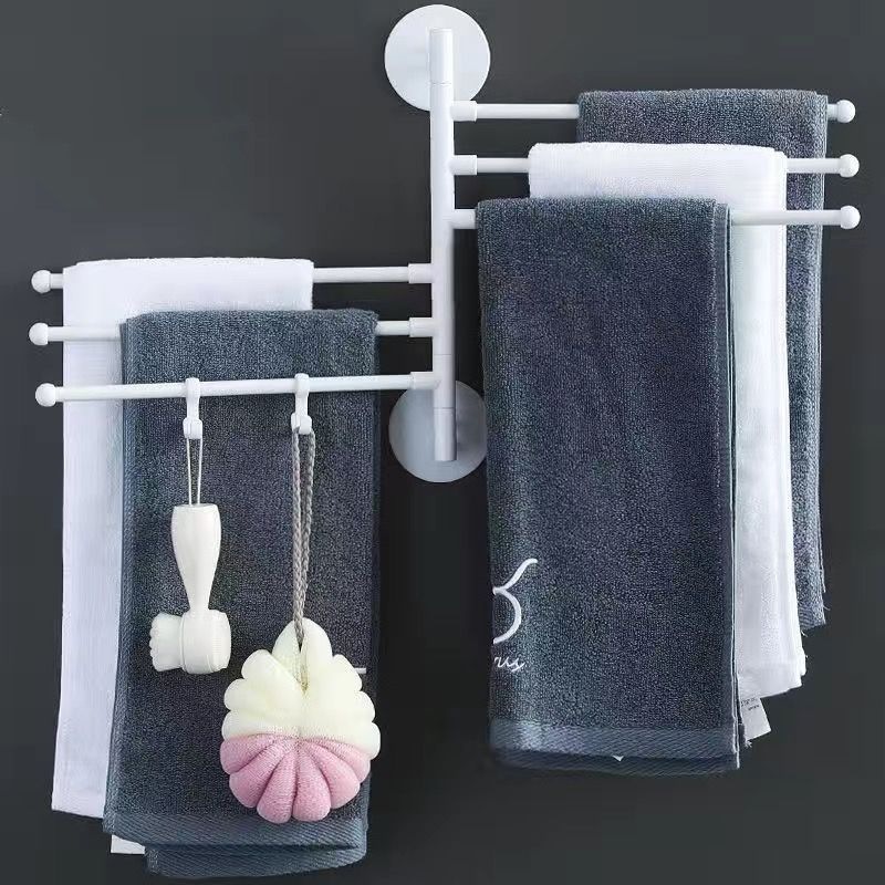 Rack de toallas sin agujeros giratorios varilla de toallas estante de ropa multicapa de baño varilla colgante rack de toallas de baño