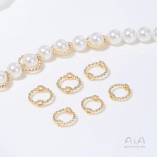 高保色14K包金麻花线螺纹套珠圈diy手工串珠包珠环手链首饰品配件