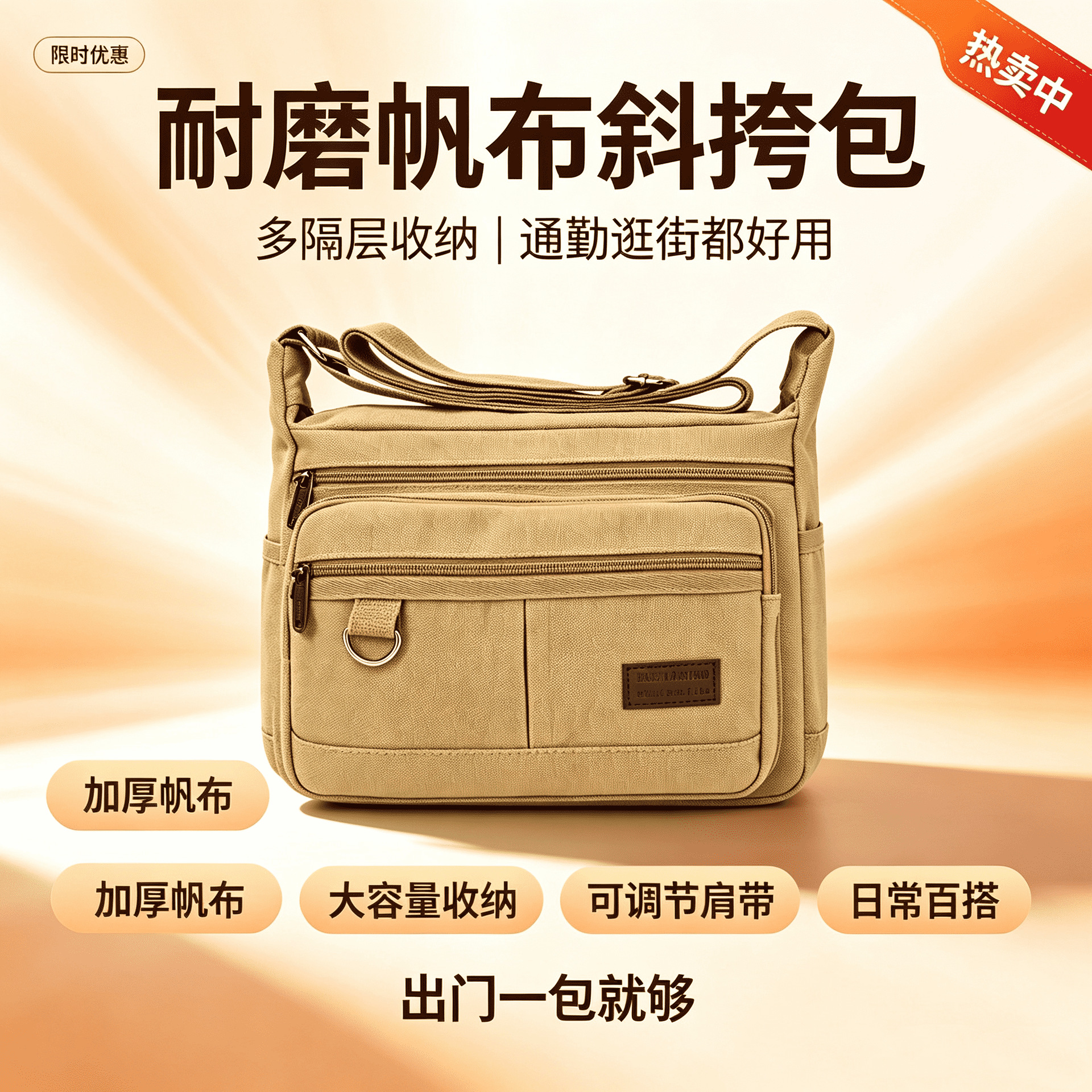 Computer Canvas Crossbody Bag for Men, Large Capacity Multi-layer Shoulder Bag, Casual Wear-resistant Travel Commuting Backpack for Middle-aged and Elderly People