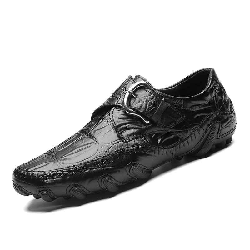 K009 мужская обувь, повседневная обувь с осьминогом, весенняя обувь без шнуровки с низким верхом, натуральная кожа, крокодиловый узор, Воловья кожа, обувь ручной работы для вождения