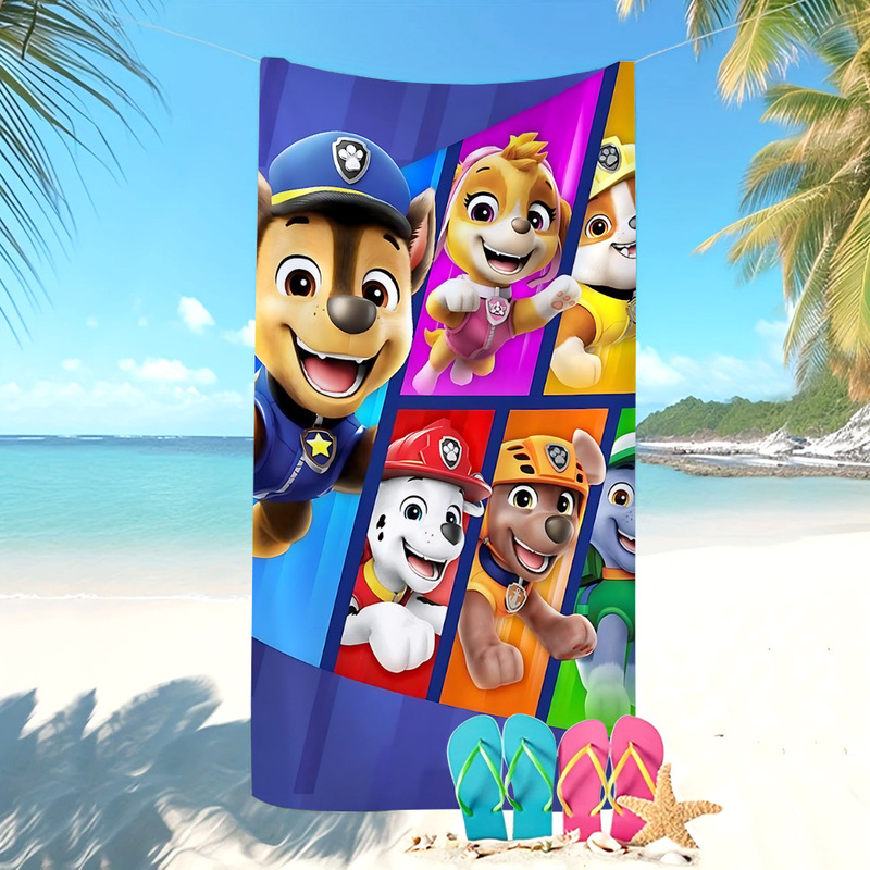 Tk Cross-Border Best-Selling Cartoon Cute Dog Beach Towel Paw Patrol Children's Bath Towel Beach Towel