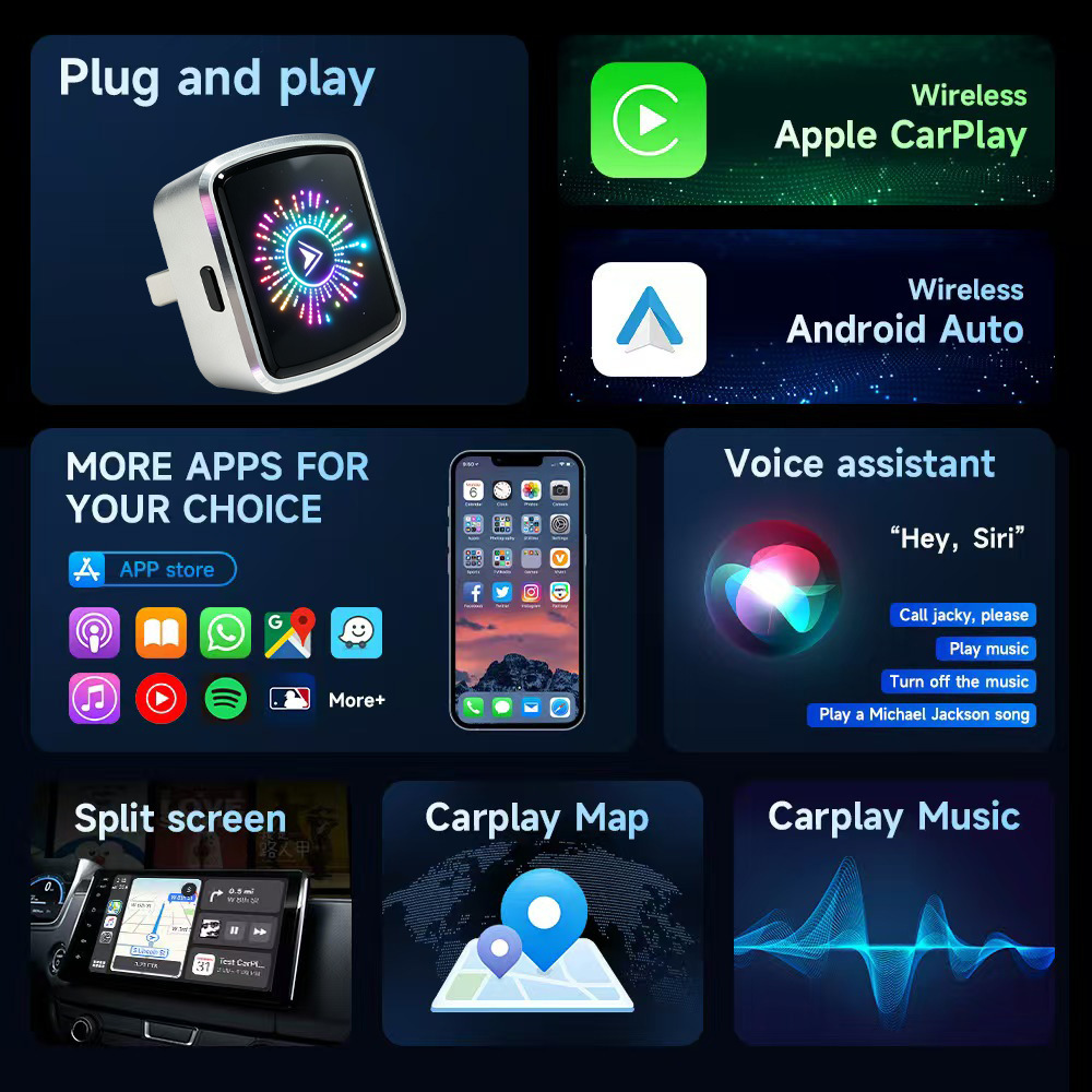 2026 cross-border bestseller wireless carplay box Android auto adapter 2-in-1 car wired to wireless converter