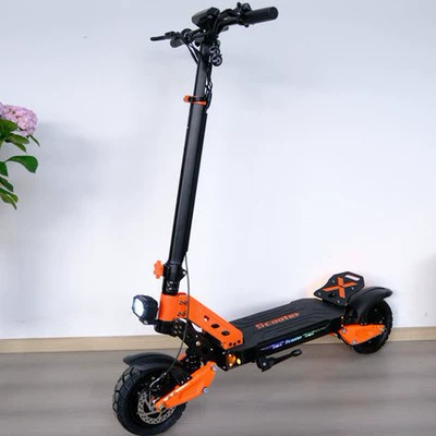 Adult foldable portable electric scooter, dual-drive off-road model, orange, large wheels, long battery life (Qatlanan elektrik skuterlər) - orange