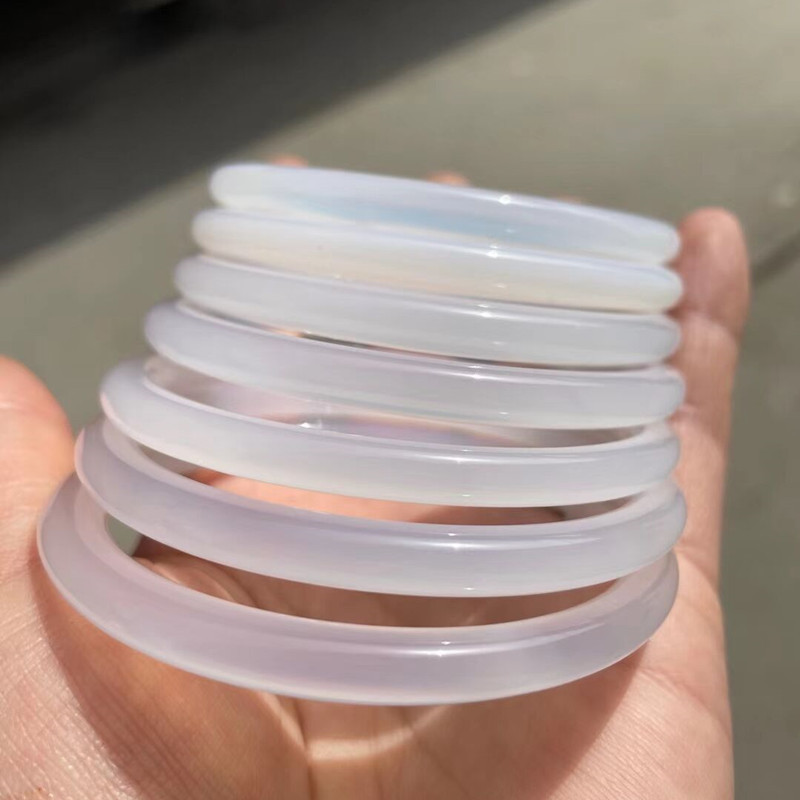 wholesale natural Ice Chalcedony Bracelet Fine Rice Round bar Bracelet lady literature fresh beauty Litchi jelly