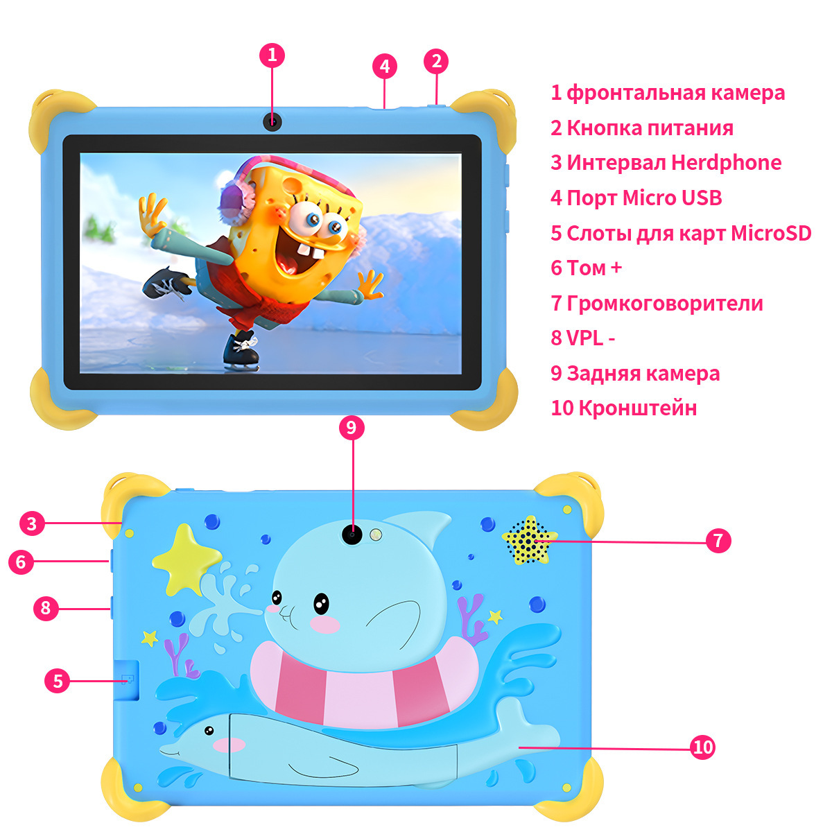 Foreign Parents Must Watch 7inch Kidsren's Tablet Computer Wfi Version 1688 Factory Direct Supply Early Education Resource Games