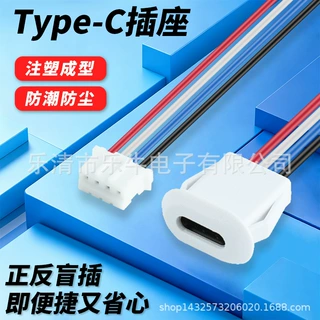 LN-001-1 4P带线注胶一体防水母座 Typec加湿器风扇电源充电连接