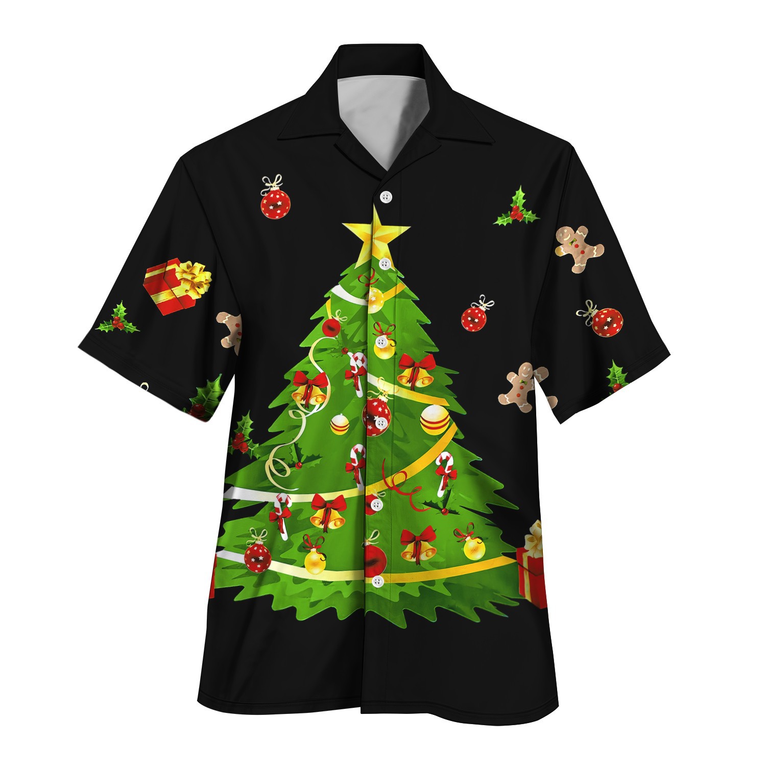 2024 otoño nuevo estilo personalidad colorido contraste color de un solo pecho cuello cubano estampado camisa de manga corta MB33