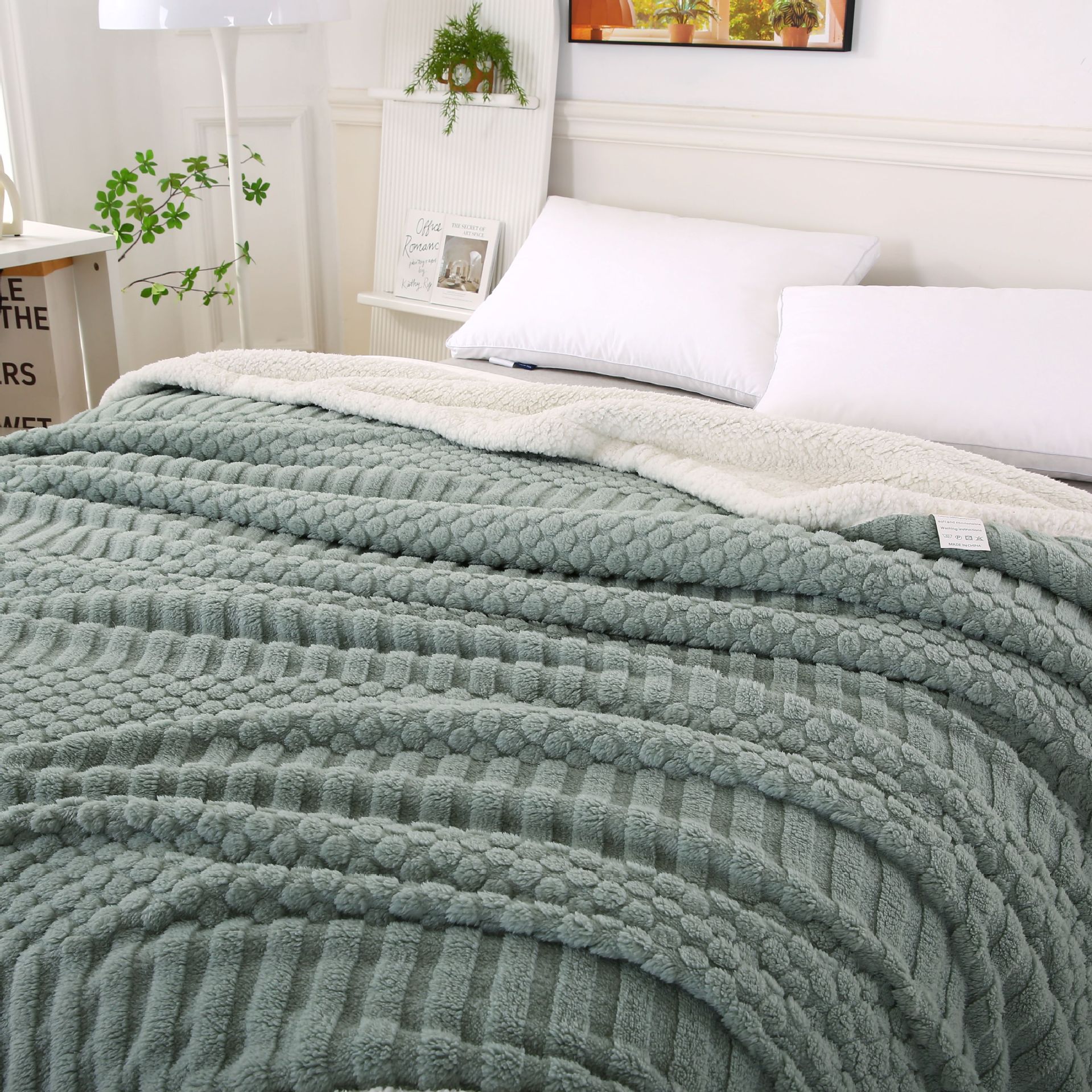 2024 nueva manta de terciopelo de doble capa de jacquard de punto, lana de cordero, sofá grueso, manta, edredón de invierno al por mayor