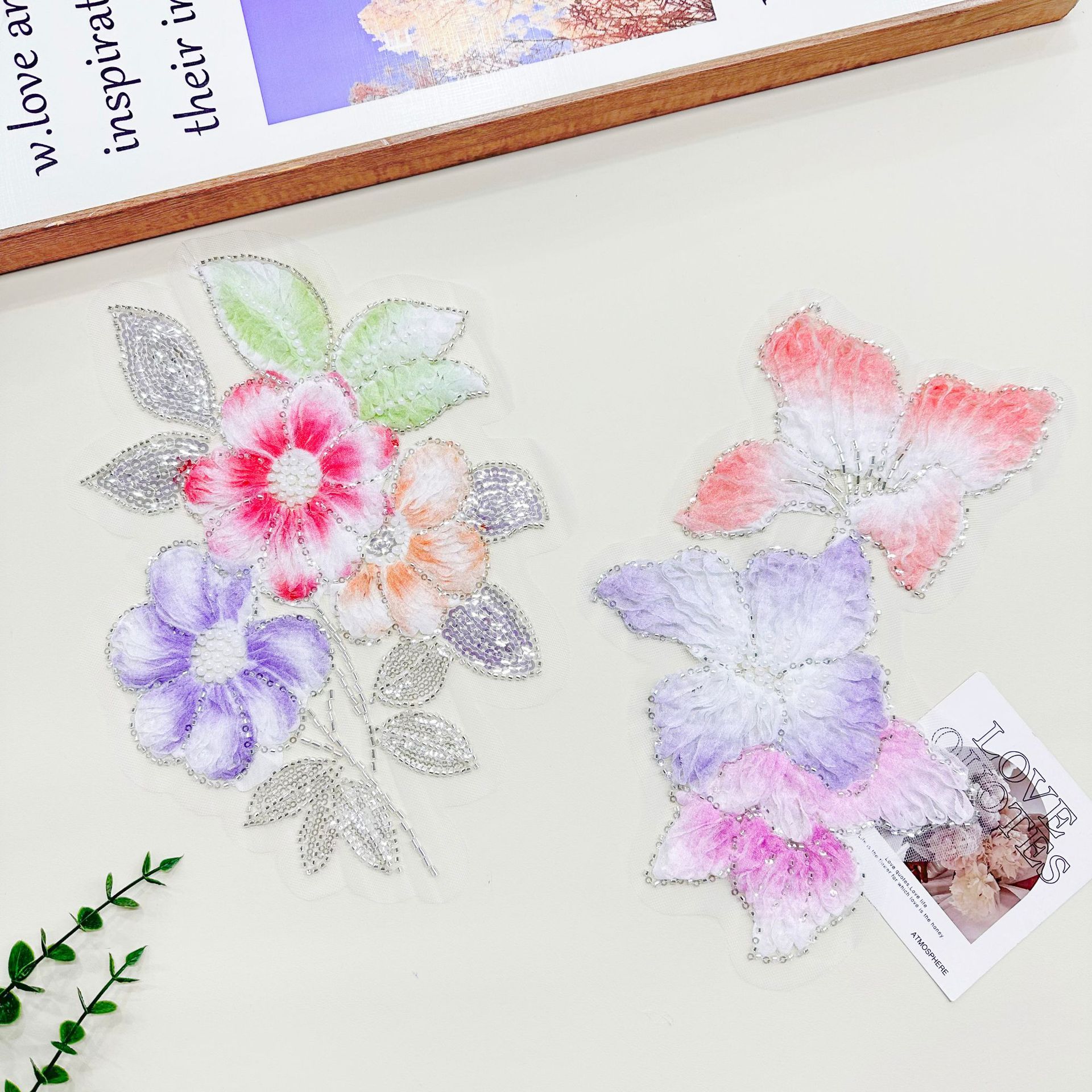 Flores tridimensionales de color tela bordada pegada perlas encaje parche vestido de boda cheongsam vestido accesorios pegada tela