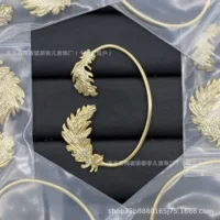 25s Xiangjia новые двойные серьги с перьями C для женщин, нишевые высококачественные ароматные серьги для бабушки с полным бриллиантом, серьги-клипсы в виде ушей пшеницы