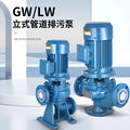 GW/LW管道泵380v立式大流量废水排污离心泵无堵塞污水泥浆增压泵