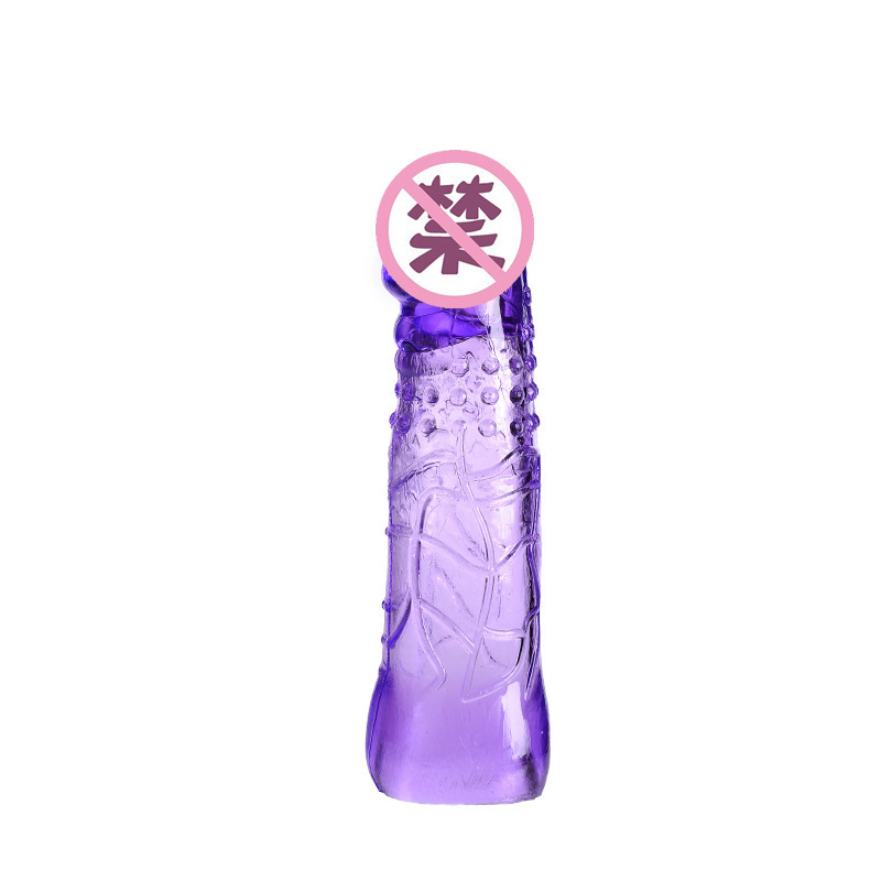 Extended-Length Crystal Condom Sleeve for Men, TPE Delay Cover, Skin Tone — detail image 3