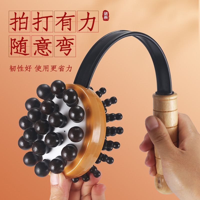 Cabeza redonda de mano golpeando hacia atrás masaje martillo meridiano masaje palo golpeando cuello hombro rascarse hacia atrás artefacto