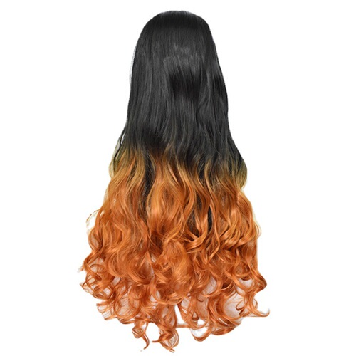 Demon Slayer Wig Demon Slayer Kamado Nezuko cos wig gradient brown medium long curly hair cosplay