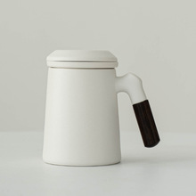 陶瓷茶杯三件套带盖过滤茶水分离泡茶杯办公室个人水杯可定logo