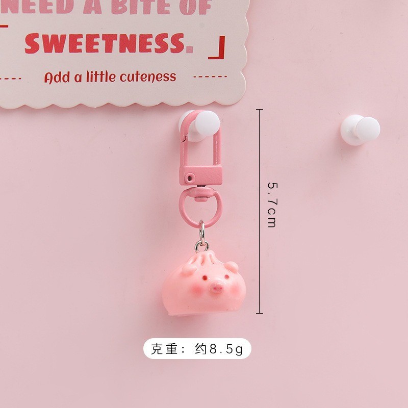 귀여운 돼지빵 열쇠고리/도어 버클 - 핑크 돼지