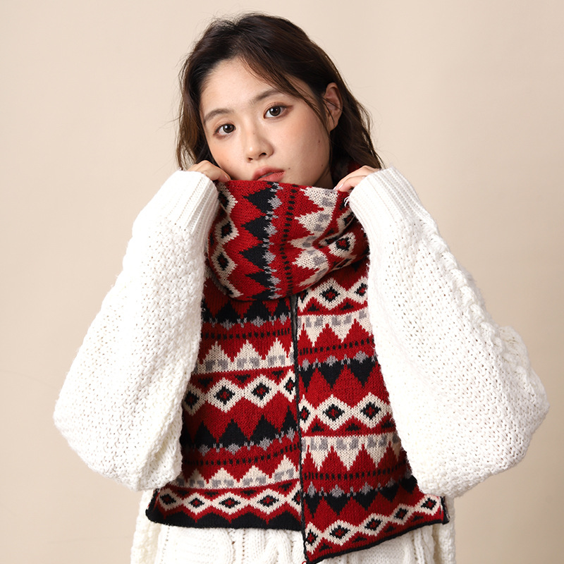 Sciarpa femminile in lana boema ispessita migliorata, stile etnico Xizang, sciarpa autunnale e invernale_voghion.com