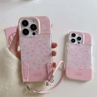 Двойной слой IMD с рисунком цветок яблоко чехол для телефона с ремешком для iPhone 16/16 Pro/16 Pro Max и 13-15