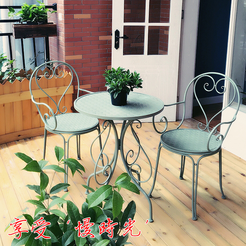 Balcony Table and Chair Three-Piece Set, Wrought Iron Table and Chair, Outdoor Table and Chair, Leisure Table and Chair, Cafe Table and Chair Combination, Colorful Table and Chair Balcony Table and Chair Three-Piece Set, Wrought Iron Table and Chair, Outdoor Table and Chair, Leisure Table and Chair, Cafe Table and Chair Combination, Colorful Table and Chair