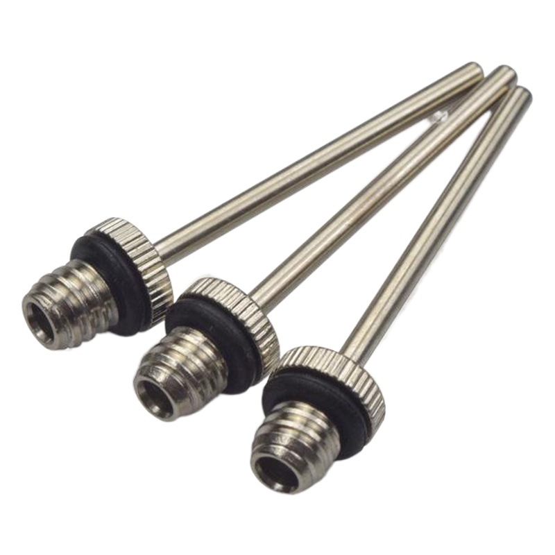 Agujas de inflado para balones, estándar americano y europeo, cabeza de cobre y tubo de acero, portátiles para inflador de bicicleta y baloncesto, fabricante directo