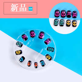 时尚儿童美甲贴片12片跨境印花儿童假指甲片便捷背胶指甲贴片超薄