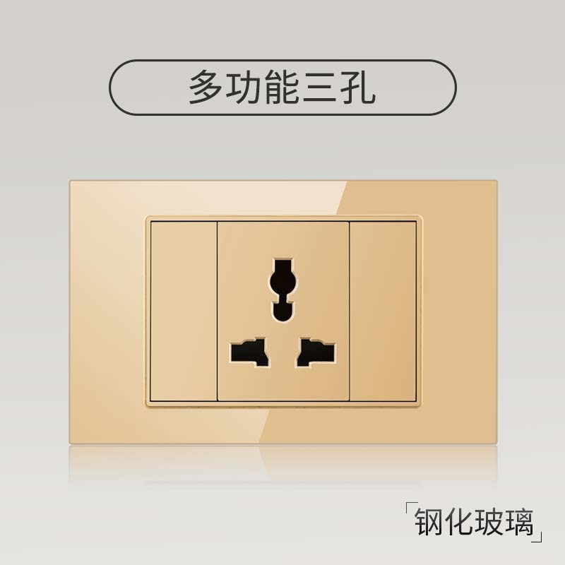 Taiwán estilo americano USB tipo-C interruptor de vidrio temperado dorado 118 tipo panel de toma de corriente de pared mexicana